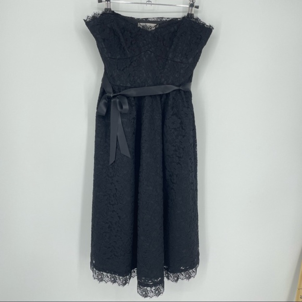 To the max black lace strapless dress tie‎ waist Sz 10